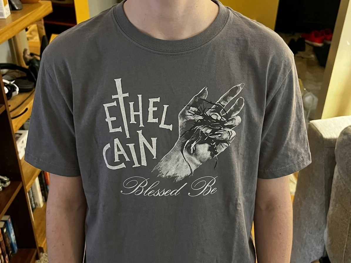 Lewis K. wearing a t-shirt